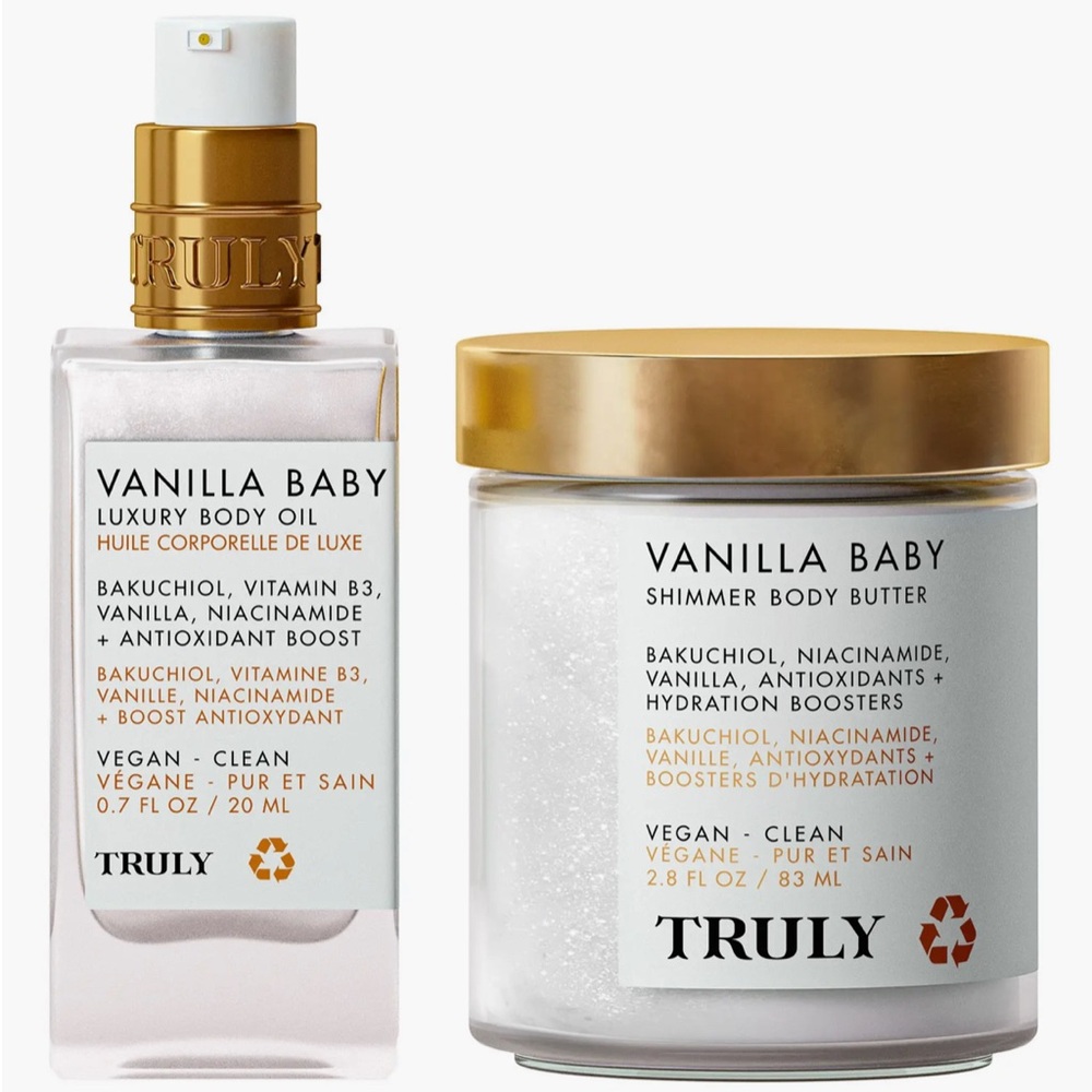 TRULY Vanilla Baby Body Oil and Butter Set - White and Gold